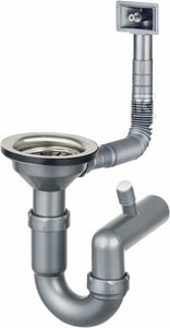 Syfon do zlewozmywaka stalowego 1-komorowego - odpływ 3.5", stal o