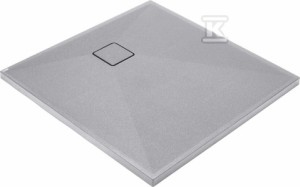 Brodzik granitowy kwadratowy Correo 90x90 cm, szary metalik