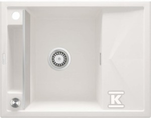 Zlewozmywak granitowy magnetyczny 1-komorowy z ociekaczem Magnetic, alabaster