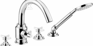 Bateria wannowa 4-otworowa z zestawem prysznicowym Temisto, chrom