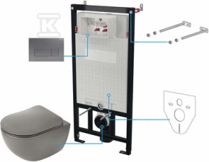 Zestaw WC podtynkowy 6 w 1 Peonia, antracyt, titanium o