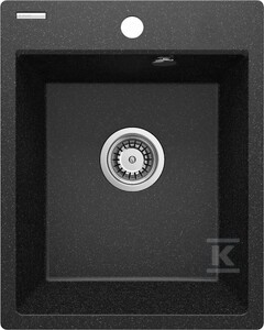 Zlewozmywak granitowy Corio, grafit, 1-komorowy 400x500x211 mm + osprzęt Space-Saver