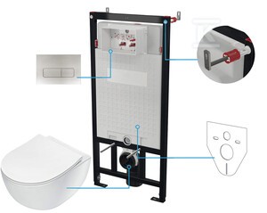 Zestaw WC podtynkowy 6 w 1 Peonia, biały + deska