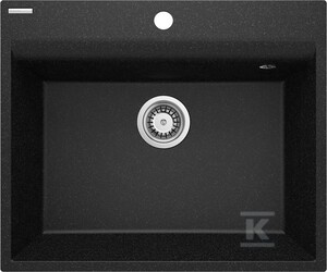 Zlewozmywak granitowy Corio, grafit, 1-komorowy 600x500x216 mm + osprzęt Space-Saver