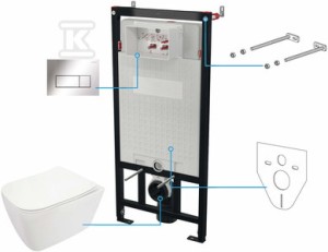 Zestaw WC podtynkowy 6 w 1 Hiacynt New, chrom, biały