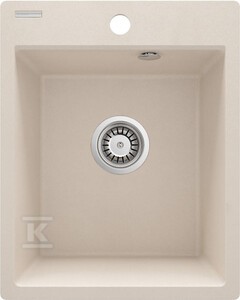 Zlewozmywak granitowy Corio, beżowy, 1-komorowy 400x500x211 mm + osprzęt Space-Saver