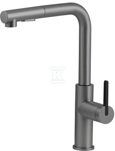 Bateria zlewozmywakowa Momi, titanium, z prostokątną wyciąganą wylewką