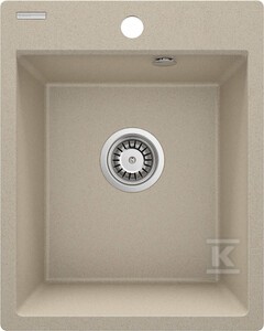 Zlewozmywak granitowy Corio, piaskowy, 1-komorowy 400x500x211 mm + osprzęt Space-Saver