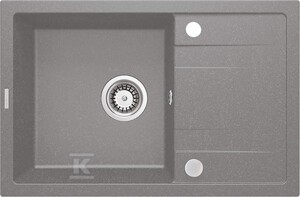 Zlewozmywak granitowy Corio, szary metalik, 1-komorowy z ociekaczem 670x440x175 mm