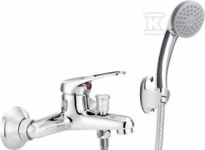 Bateria wannowa ścienna Lobo z zestawem prysznicowym, chrom