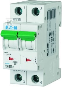 PLSM-C6/2-MW Wyłącznik nadprądowy 10kA, In=6A, char. C, 2-bieg. Seria PLSM