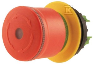 Przycisk bezp. 30mm, otwór 22mm, pierścień podświetlany, odblokowywany przez przekręcenie
