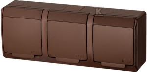 Gniazdo 3-krotne, natynkowe, IP44, brąz, HERMES    0323-06