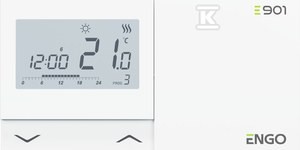 Regulator temperatury przewodowy ENGO E901 bateryjny programowalny tygodniowy natynkowy biały