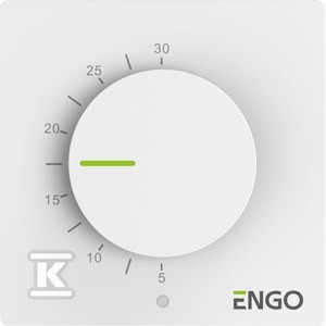 Regulator temperatury z pokrętłem, przewodowy, ENGO ESIMPLE230W, natynkowy, biały, 230V