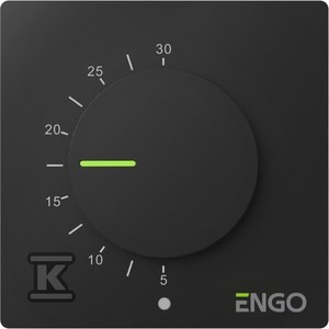 Regulator temperatury z pokrętłem, przewodowy, ENGO ESIMPLE230B, natynkowy, czarny, 230V
