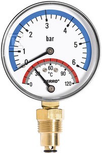 Termomanometr 80 mm 1/2" radialny 0-6 bar, 0-120C