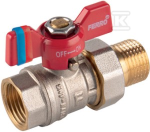 Kurek kulowy nakrętno-wkrętny z motylkiem, ze śrubunkiem, 3/4", F-Comfort o